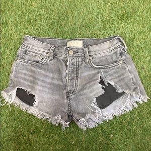Free People distressed denim shorts